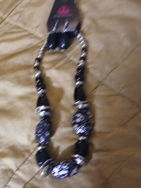 Black and White Beaded Statement Necklace